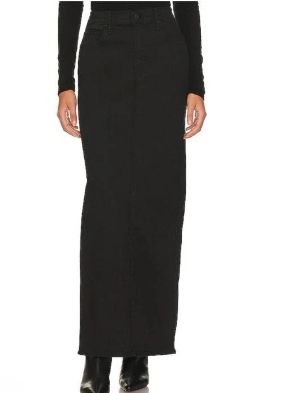 Mother The Flagpole Pitch Black Maxi Denim Skirt NWT